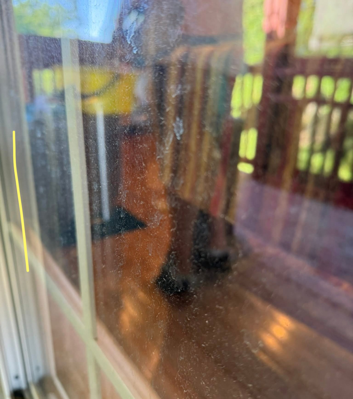 Dirty window before cleaning
